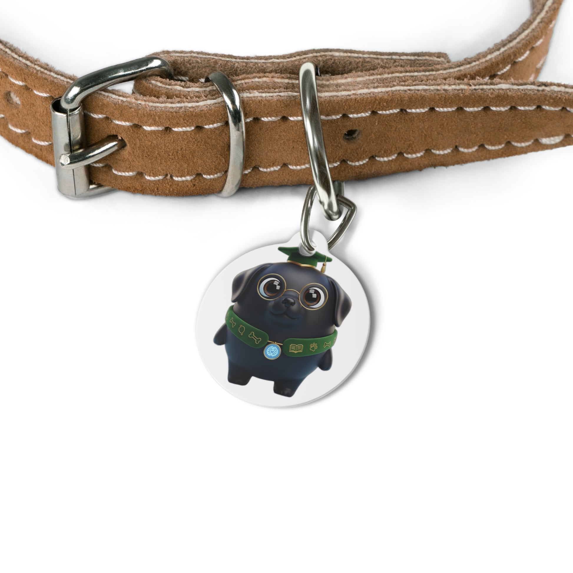 Labby PokAIMignon Companion - Graduation Labrador Pet Tag — Cute Black Dog ID Tag with Cap & Glasses — Pets | PokAIMignons™
