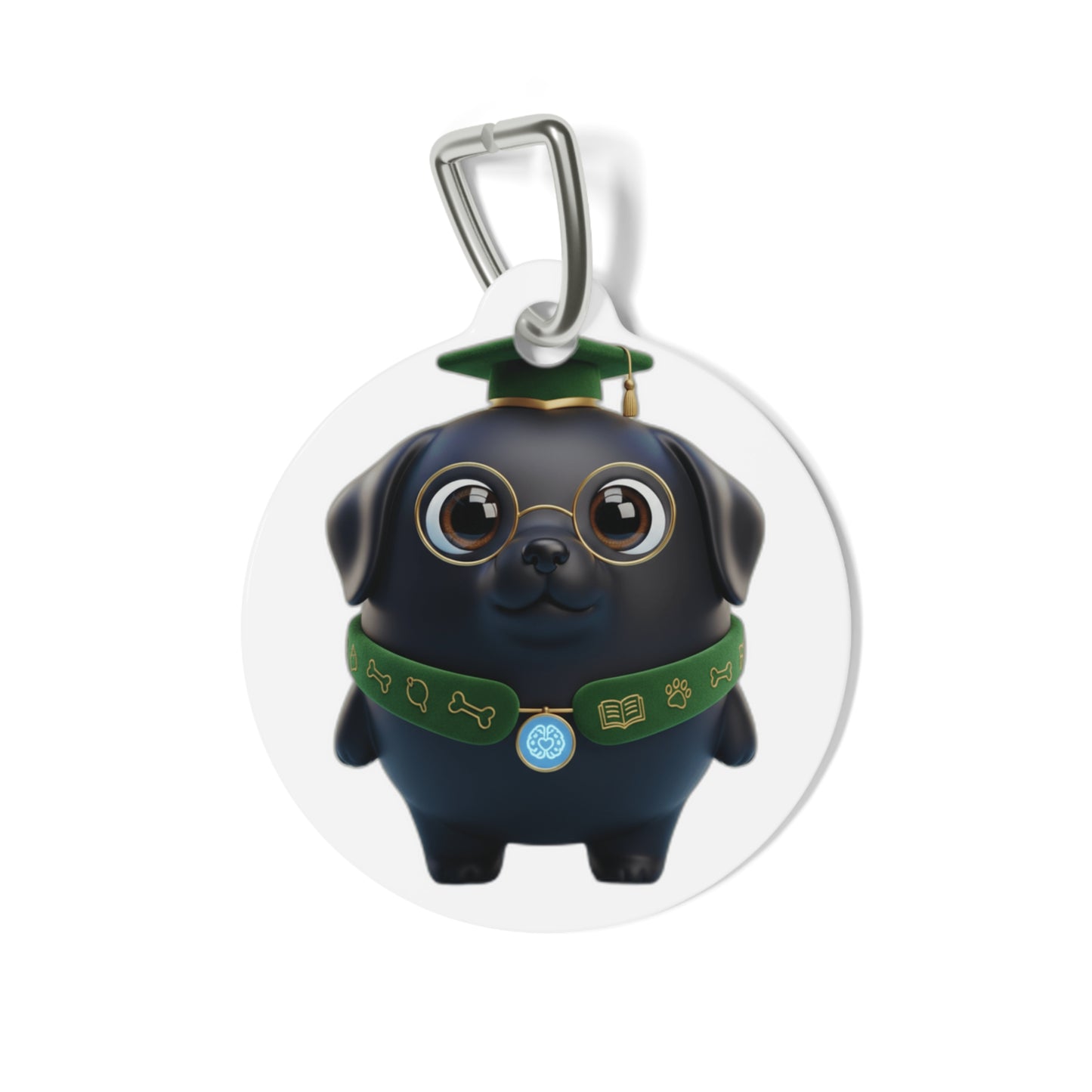 Labby PokAIMignon Companion - Graduation Labrador Pet Tag — Cute Black Dog ID Tag with Cap & Glasses — Pets | PokAIMignons™